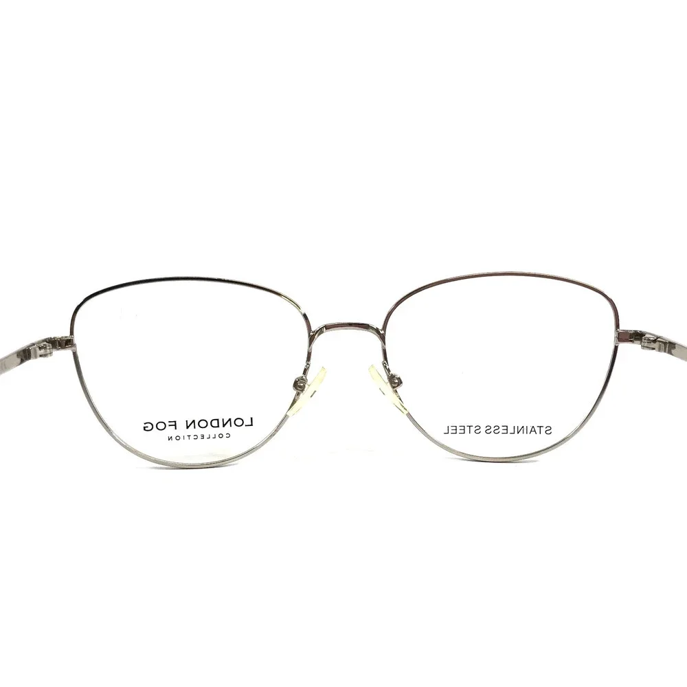 London Fog Eyeglasses Frames LF009 C1 Silver Cat Eye Wire Rim 53-17-140